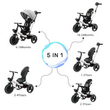 Baby Stroller Tricycle Ride Bike , 5-in-1, Adjustable Canopy, Sitting & Lying