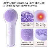 Sonic Waterproof Facial Cleansing Brush for Men & Women Rechargeable Electric Face Scrubber Cleanser Brush
