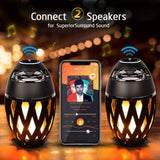 Outdoor Bluetooth Speakers, Waterproof Wireless Speakers with Torch Flame Light (Black)