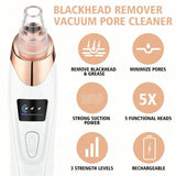 Facial Pore Cleaner, 5 Suction Power Blackhead Remover Pore Vacuum - USB Rechargeable Facial Pore Cleaner Kit