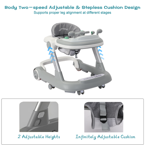 UBRAVOO Push Walker with Detachable Feeding and Music Trays, 2 In 1 Walker