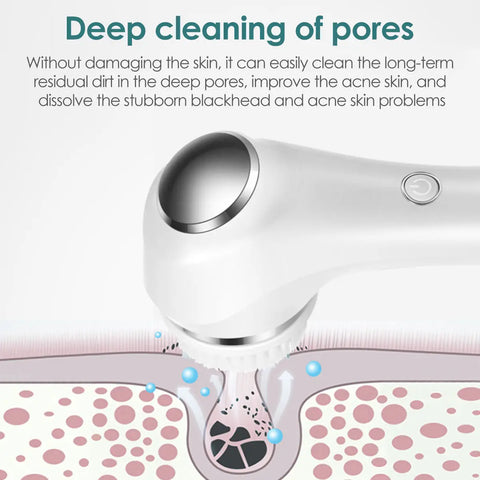 Face Scrubber Sonic Facial Cleansing Brush with 5 Interchangeable Brush Head IPX7 Waterproof