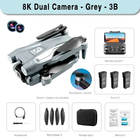Z908 Pro Max GPS Drone 8K HD Dual Camera Optical Flow Obstacle Avoidance Foldable Quadcopter