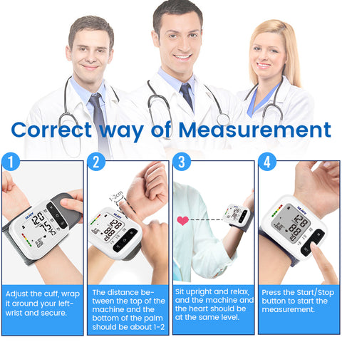 SEJOY Digital Wrist Blood Pressure Monitor Sphygmomanometer Tonometer Tensiometer Heart Rate Meter