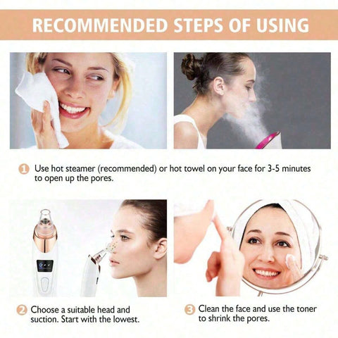 Facial Pore Cleaner, 5 Suction Power Blackhead Remover Pore Vacuum - USB Rechargeable Facial Pore Cleaner Kit