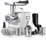 Meat Grinder Heavy Duty - 5 In1 Meat Grinder for Home Use - 3000W Max Powerful - Sausage Stuffer with 3 Stainless Steel