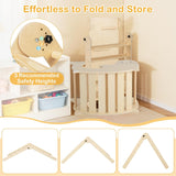 Climbing Toys for Toddlers, Foldable Montessori Wooden Arch Climber Ladder with Sliding Ramp