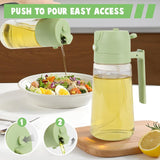 2-in-1 Olive Oil Sprayer & Dispenser - 16oz/470ml Glass Kitchen Bottle , for Air Fryer, Salad, Frying, BBQ