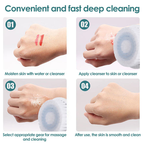 Face Scrubber Sonic Facial Cleansing Brush with 5 Interchangeable Brush Head IPX7 Waterproof