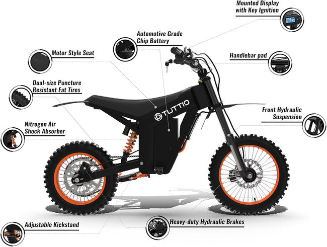 Electric-Dirt-Bike for Teens Adults, 14"/12" Fat Tire 2000W 37MPH Electric-Motorcycle
