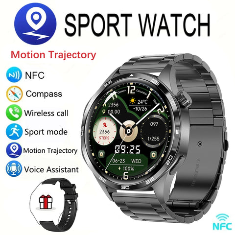 New Men'S Smart 5.0 Bluetooth Call Supports GPS Function NFC Watch Heart Rate Health Monitoring 1.53-Inch Smart Watch