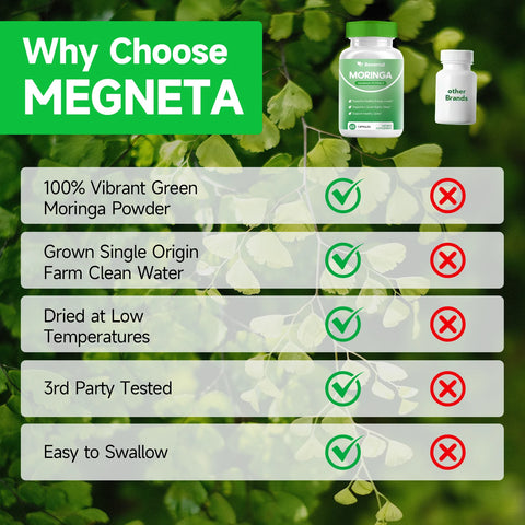 Moringa Powder Capsules - 800Mg of Pure Nutrient-Rich Moringa Powder - a Natural Green Antioxidant Superfood - Supports Energy