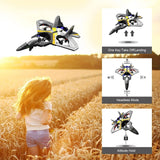 4DRC V17 Remote Control Plane 2.4Ghz Foam RC Airplanes Helicopter Quadcopter,Spinning Drone with Cool Light for Kids Adults
