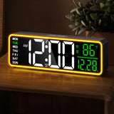 9" Digital Alarm Clocks for Bedroom, Large Display with Night Light, LED Temperature Calendar, Auto DST
