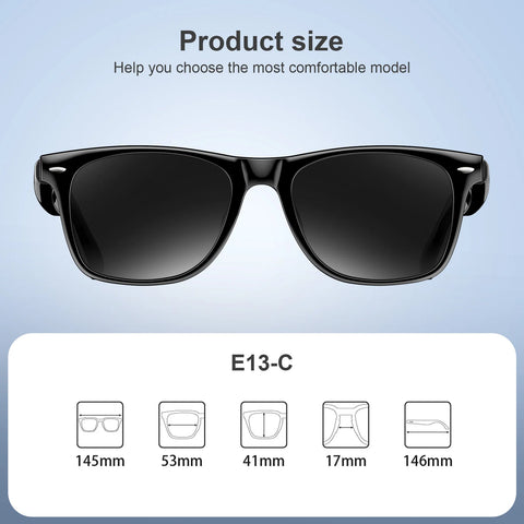 Bluetooth Smart Glasses Built-In Speaker&Mic IPX4 Waterproof Outdoor Polarized UV Protection Sunglasses for Men Women
