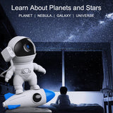 Rocket Astronaut Galaxy Projector Night Light Lamp and 13 Film Pieces Sky Projector 360° Rotate Planetarium for Kids Bedroom