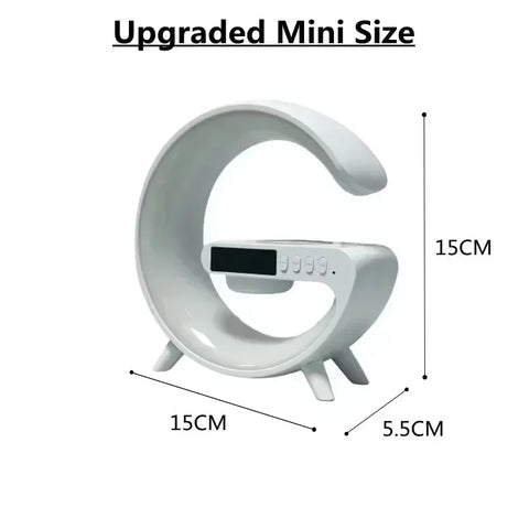 Christmas Gift 5.9" Fast Wireless Charger Desktop Stand Bluetooth Speaker TF Clock RGB Atmosphere Light Lamp for Iphone Samsung
