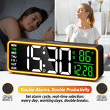 9" Digital Alarm Clocks for Bedroom, Large Display with Night Light, LED Temperature Calendar, Auto DST