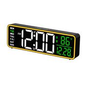 9" Digital Alarm Clocks for Bedroom, Large Display with Night Light, LED Temperature Calendar, Auto DST