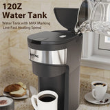 Mini Coffee Maker Single Serve Instant Coffee Brewer, One Cup for K Pod & Ground Coffee, Capsule Coffee Machine, Black