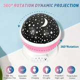 USB Powered Starry Night Light Projector with Moon and Stars -360 ° Rotatable, 9 Color Modes