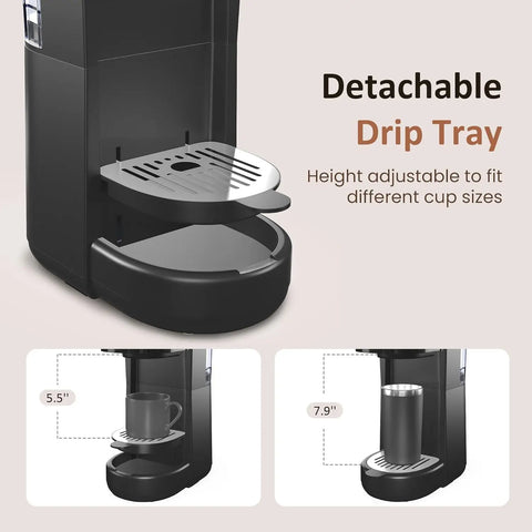 3-In-1 Single Serve Coffee Machine,Brewer for K-Cup Pods, Ground Coffee, and Teas, 30Oz Removable Water Reservoir, Brew Sizes 8