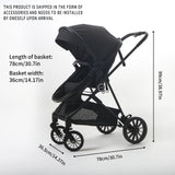 2-In-1 Baby Stroller，Folding High Landscape Pram Pushchair, Adjustable Handler, Extra Storage, Spacious Seat, Removable Footmuff