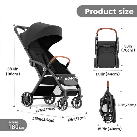 Standard Stroller Seat, Foldable Portable Newborn Stroller ,Luxury Baby Carriage Suit Baby,Toddlers,360°Swivel Seat