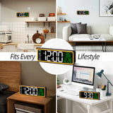 9" Digital Alarm Clocks for Bedroom, Large Display with Night Light, LED Temperature Calendar, Auto DST