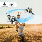 4DRC V17 Remote Control Plane 2.4Ghz Foam RC Airplanes Helicopter Quadcopter,Spinning Drone with Cool Light for Kids Adults