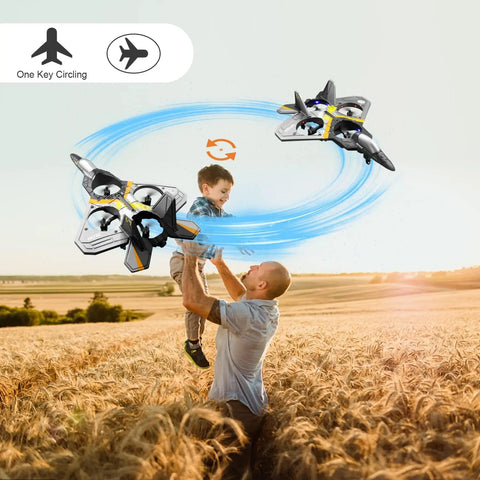 4DRC V17 Remote Control Plane 2.4Ghz Foam RC Airplanes Helicopter Quadcopter,Spinning Drone with Cool Light for Kids Adults