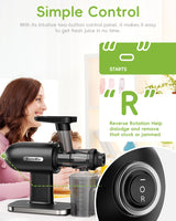 Cold Press Juicer,Slow Masticating Juicer Machines with Reverse Function,High Juice Yield, Easy to Clean Brush & Quiet