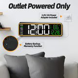 9" Digital Alarm Clocks for Bedroom, Large Display with Night Light, LED Temperature Calendar, Auto DST