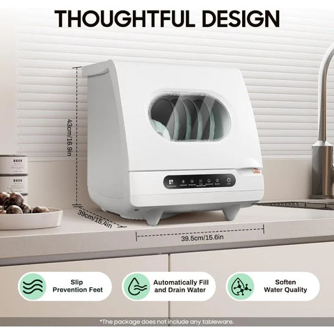 Portable Countertop Dishwasher, 5 Wash Programscountertop Dishwasher,1200 Watt Mini Countertop Dishwasher Tank Leak Proof Drying
