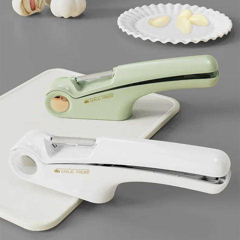 4-In-1 Multifunctional Garlic Press for Pressing Mash Garlic Sliced Garlic Can Opener Peeler for Vegetable Cooking Masher Tool