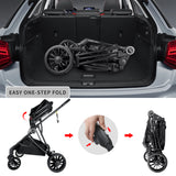 2-In-1 Baby Stroller，Folding High Landscape Pram Pushchair, Adjustable Handler, Extra Storage, Spacious Seat, Removable Footmuff