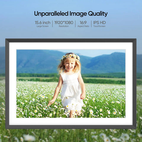 Digital Picture Frame 15.6" Large Wifi Digital Electronic Photo Frame with 32GB Storage, 1920X1080 FHD Touch Screen