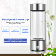 420ML Hydrogen Rich Water Bottle SPE PEM Technology Portable USB Rechargeable Hydrogen Water Generator Glass Drinking Cup Gift