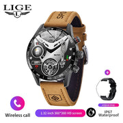 LIGE New Rugged Military GPS Smart Watch Men AMOLED HD Screen Heart Rate Bluetooth Call Waterproof Outdoor Men Smartwatch 2025