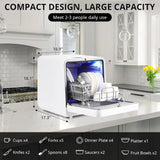 Countertop Dishwasher 6 Washing Programs Low Noice 2 Water Inlet Methods Strong Hot Air Drying Portable Dishwasher for Home