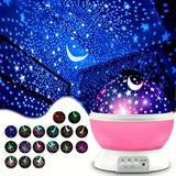 USB Powered Starry Night Light Projector with Moon and Stars -360 ° Rotatable, 9 Color Modes