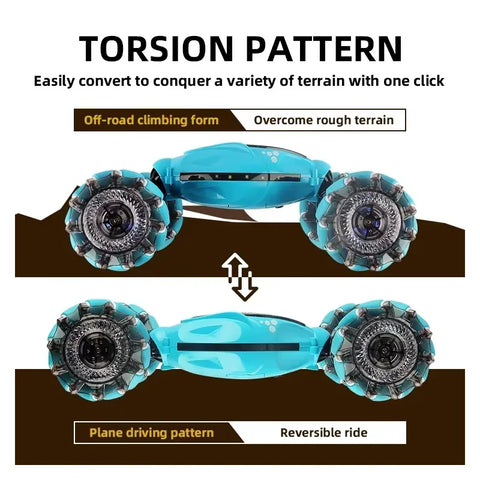 Stunt RC Car 4WD 1:16 with LED Light Gesture Induction Deformation Twist Climbing Radio Controlled Car Electronic Toys for Kids