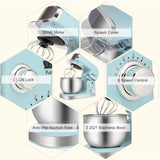 Stand Mixer,3.2Qt Small Electric Food Mixer,6 Speeds Portable for Daily Use with Egg Whisk,Dough Hook,Flat Beater (Blue)