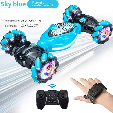 Stunt RC Car 4WD 1:16 with LED Light Gesture Induction Deformation Twist Climbing Radio Controlled Car Electronic Toys for Kids