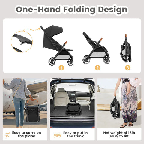 Standard Stroller Seat, Foldable Portable Newborn Stroller ,Luxury Baby Carriage Suit Baby,Toddlers,360°Swivel Seat
