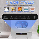 Countertop Dishwasher Portable Dishwasher with 5Lbuilt in Water Tank Mini Dish Washer with 5 Washing Programs and 360°Dual Spray