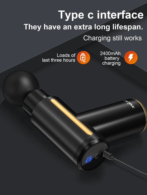 Massage Gun Deep Tissue for Pain Relief,Fascia Massage Gun with 4 Massage Heads & 6 Speeds,For Gift Dad and Mom