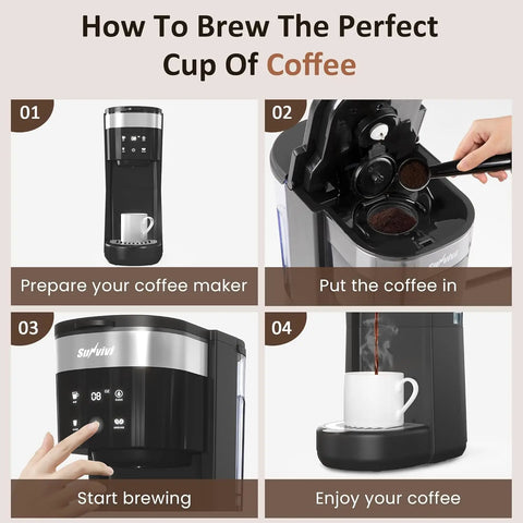 3-In-1 Single Serve Coffee Machine,Brewer for K-Cup Pods, Ground Coffee, and Teas, 30Oz Removable Water Reservoir, Brew Sizes 8