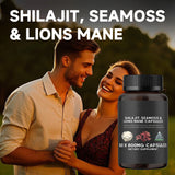 Shilajit, Seamoss&Lions Mane Capsules - Comprehensive All-In-One Wellness Supplement for Mind, Body, and Vitality - 60 Capsules