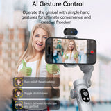 Smart Xpro Ai Grey Gimbal Stabilizer for Iphone and Android 3-Axis Intelligent Gimbal Stabilizer Appless Face Tracking
